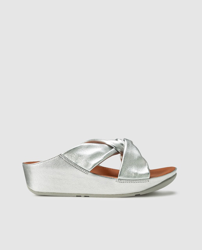 FitFlop - Sandalias De Cuña De Mujer Con Tiras Cruzadas De Piel En Plateado precio