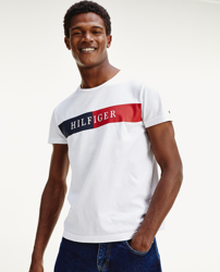 Tommy Hilfiger - Camiseta En Algodón Orgánico De Hombre Blanca De Manga Corta en oferta