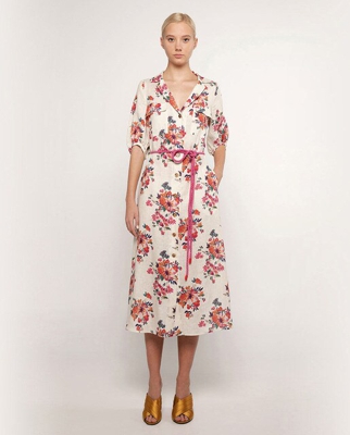 Mirto - Vestido De Lino Midi Estampado