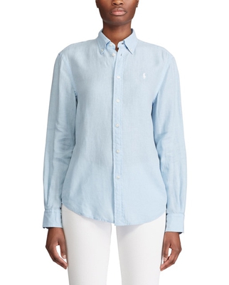 Polo Ralph Lauren - Camisa De Mujer De Lino Manga Larga
