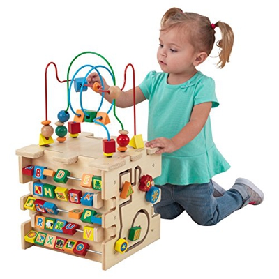 KidKraft- Deluxe Activity Cube Juguete de laberinto de cuentas para bebés, niños y niñas para aprender sobre colores, formas, letras y números, Color 