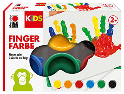 Marabu Kids-Pintura para Dedos (6 x 35 ml), Color Amarillo, Naranja, Rojo, Azul, Verde y Negro, carbón (0303000000085) en oferta