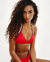 Tommy Hilfiger - Top De Bikini Halter En Rojo en oferta