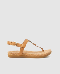 UGG - Sandalias Planas De Mujer De Piel Marrón Con Detalle Metal Dorado precio