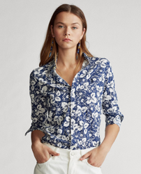 Polo Ralph Lauren - Camisa De Mujer Con Estampado Flores y Manga Larga en oferta