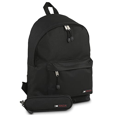 Mochila De Instituto con Estuche Portatodo De Regalo negro UNIQUE