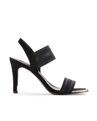 DKNY - Sandalias De Tacón De Mujer DKYN Con Doble Tira Elastica De Color Negro