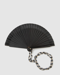 Abanicos Garcia - Abanico De Fiesta García Tamaño Bolso De Madera En Negro Con Collar en oferta