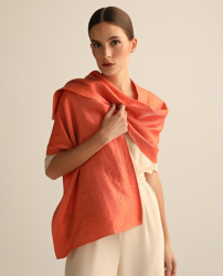 Banarassi - Chal Aterciopelado En Tono Naranja en oferta