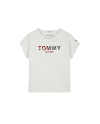 Tommy Hilfiger - Camiseta De Bebé Niña En Blanco Con Print en oferta