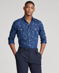 Compra Polo Ralph Lauren - Camisa De Lino De Hombre Regular Estampada Azul  al mejor precio - Shoptize