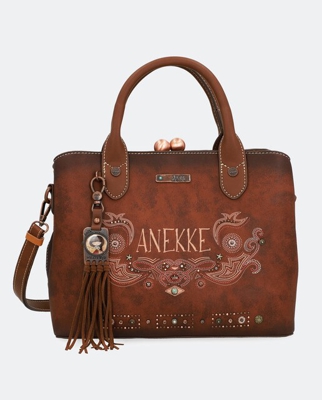 ANEKKE - Bolso De Mano Grande Arizona En Marrón Con Print De La Marca