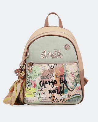 ANEKKE - Mochila De Mujer Jungle Con Estampado Multicolor Y Pañuelo Decorativo