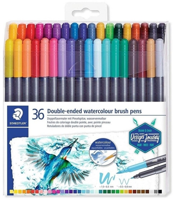 Staedtler Double-ended watercolour brush pens (x36)