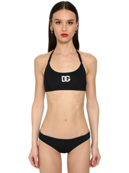 Dolce & Gabbana | Donna Bikini In Jersey Con Ricami Nero 2 en oferta