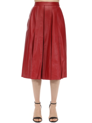 Alexander Mcqueen | Donna Gonna Midi In Pelle Rosso 42