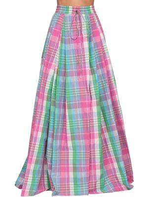 Ralph Lauren Collection | Donna Gonna "madra" In Popeline Di Cotone Check Multicolore 4