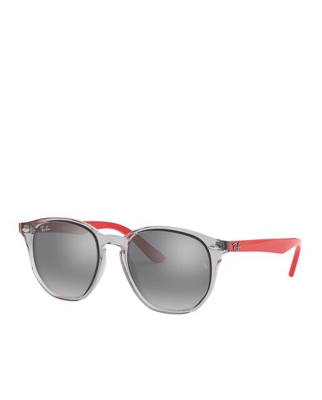 Ray Ban Junior - Gafas De Sol Unisex 0RJ9070S Redondas En Gris Translucido Con Varillas A Contraste