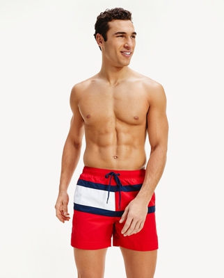Tommy Hilfiger - Bañador Bermuda De Hombre Estampado Rojo