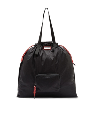 Hunter - Tote Grande Unisex De Nylon En Negro Con Cordones