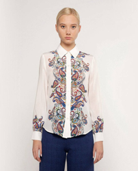 Mirto - Blusa De Mujer De Seda 100% Con Estampado Posicionado características