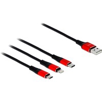85891 cable USB 0,3 m 2.0 USB A USB C/Micro-USB B/Lightning Negro, Rojo