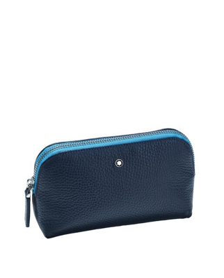 Montblanc - Neceser De Hombre De Piel Azul Marino Con Cremallera