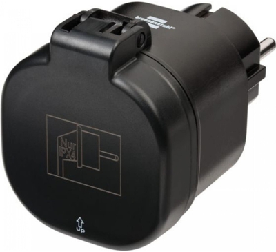 1294860 enchufe inteligente Negro Hogar 3000 W, Toma de corriente con interruptor