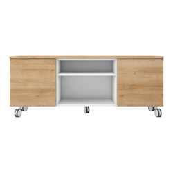 El Corte Inglés - Mueble De TV Con Ruedas, 2 Puertas Abatibles Y 1 Hueco Home Canela / Blanco 150 cm en oferta