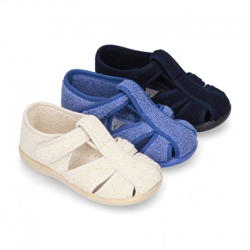 Zapatilla Casa Niños Tipo Pepito Sandalia Con Cierre Adherente En Toalla. 34 Marino en oferta