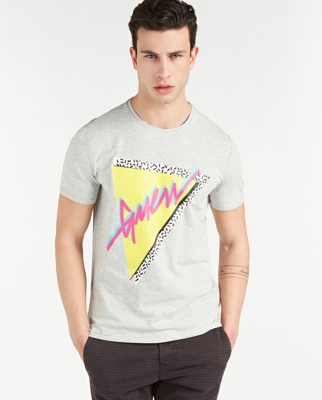 Guess - Camiseta De Hombre Gris Claro De Manga Corta