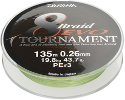 Daiwa Tournament 8 Braid Evo chartreuse 300 m 0,18 mm características