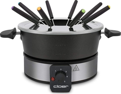 Cloer 6679 Fondue-Set Aluminium Topf 8 Gabeln Käsefondue Fett- und Brühfondue