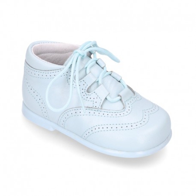 Botita Niño Tipo Galesa O Inglesita En Piel Napa. 24 Celeste