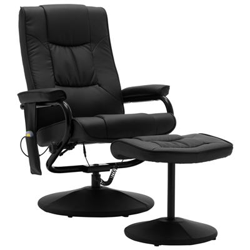 Sillón de masaje con reposapiés cuero sintético negro vidaXL en oferta