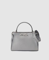 Guess - Bolso De Mano Mediano Uptown Chic Con Print De Rayas Bicolor En Blanco Y Negro en oferta