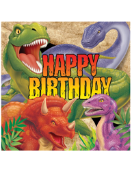 16 Servilletas papel Dinosaurio cumpleaños 33x33 cm en oferta