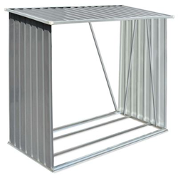 vidaXL Casetilla para Leña Acero Galvanizado 163x83x154 cm Gris Almacén Taller en oferta