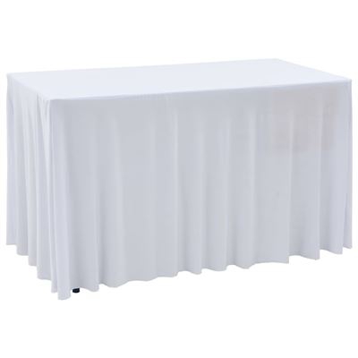 Fundas elásticas para mesa 2 uds con falda 243x76x74 cm blanco vidaXL