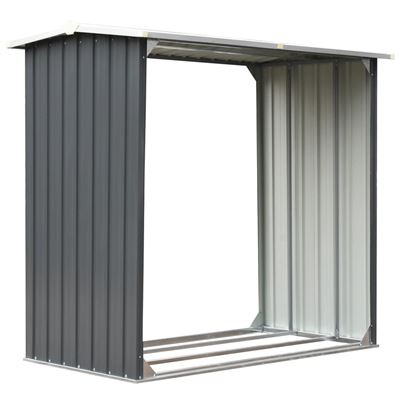 Casetilla para leña acero galvanizado gris 172x91x154 cm vidaXL