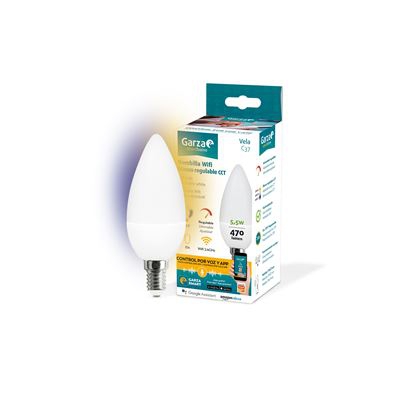 Bombilla LED Garza Smarthome WiFi CCT 5.5w Vela E14