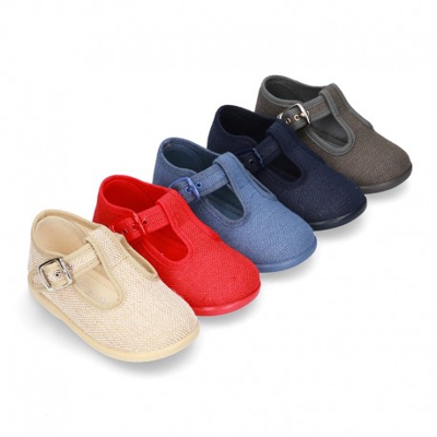 Zapatito Tipo Pepito En Lino Para Peques. 19 Azul Medio