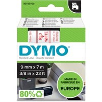 DYMO Schriftband 9 mm x 7 m rot auf weiß características