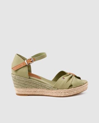 Tommy Hilfiger - Alpargatas De Cuña De Mujer En Color Natural Con Adorno Nudo Delantero