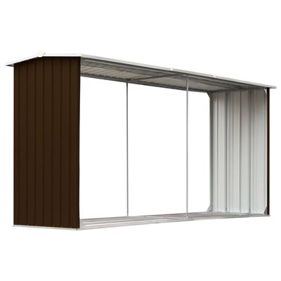 Casetilla para leña acero galvanizado marrón 330x92x153 cm vidaXL
