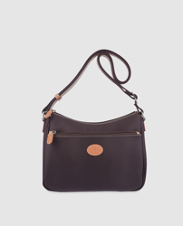 El Potro - Bandolera De Mujer De Lona Y Piel Vacuna En Marrón Oscuro Con Asa Regulable en oferta