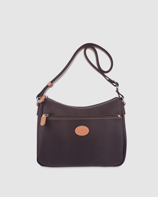 El Potro - Bandolera De Mujer De Lona Y Piel Vacuna En Marrón Oscuro Con Asa Regulable