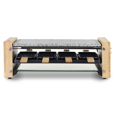 Raclette HKoenig WOD12 1200W con plancha de piedra natural y madera