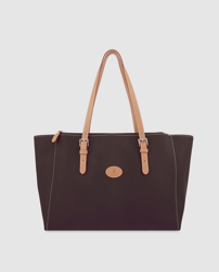 El Potro - Shopping De Lona Y Piel Vacuna En Marrón Oscuro Con Cremallera características