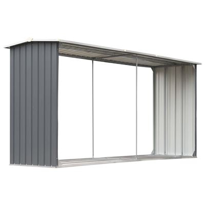 Casetilla para leña acero galvanizado gris 330x92x153 cm vidaXL